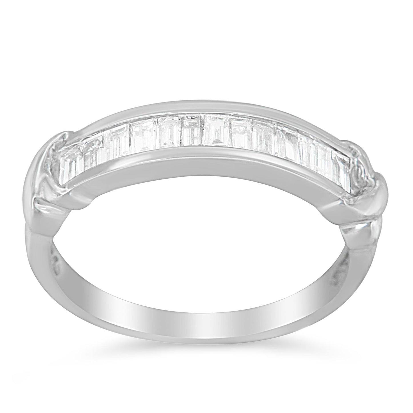 925 Sterling Silver 1/2 Cttw Baguette Cut Diamond Channel Wedding Ring
