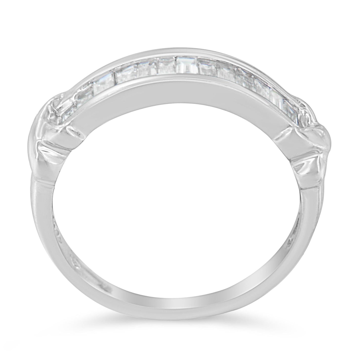 925 Sterling Silver 1/2 Cttw Baguette Cut Diamond Channel Wedding Ring