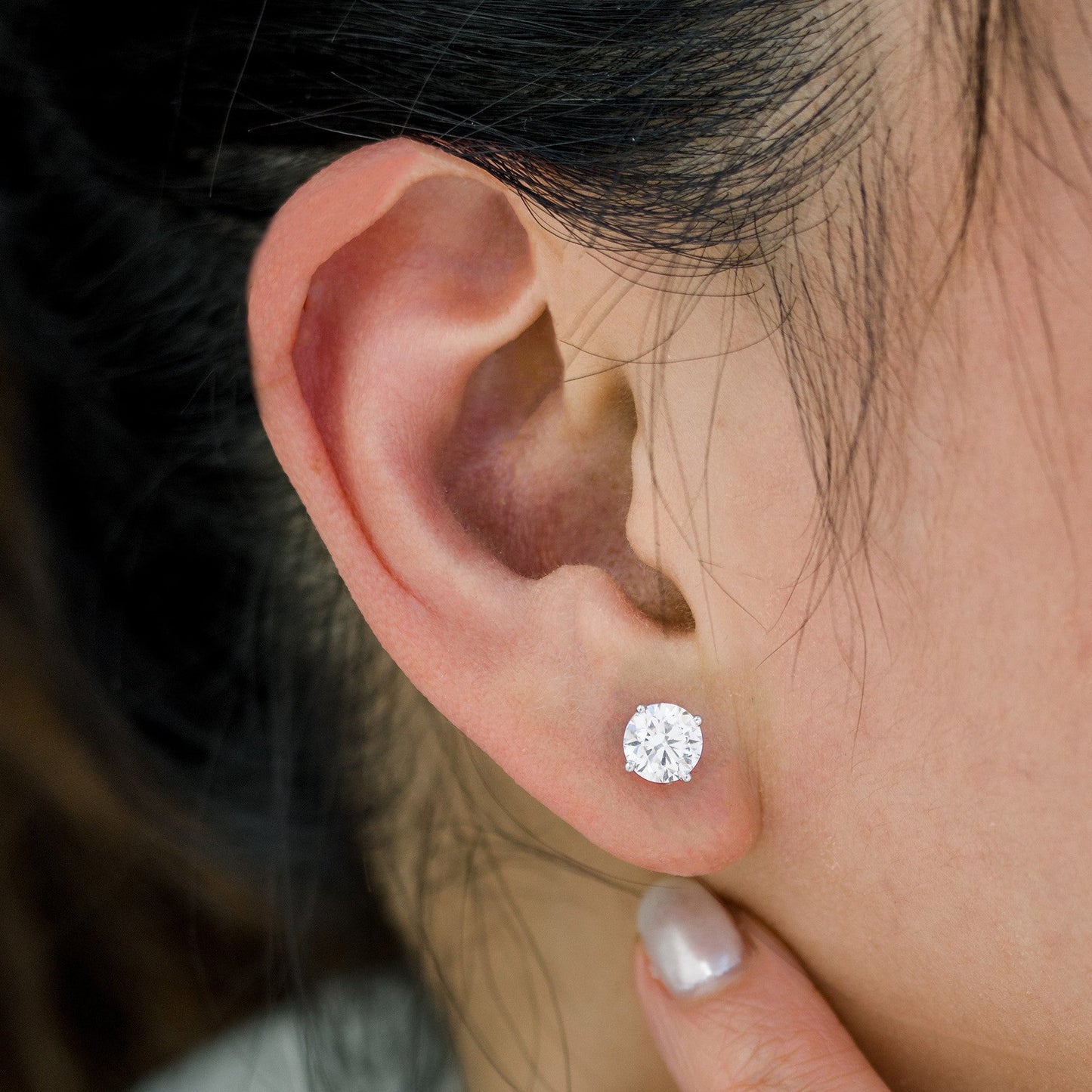 2.50 CTW AGI Certified Lab-Grown Diamond Stud Earrings in 14K White Gold –
