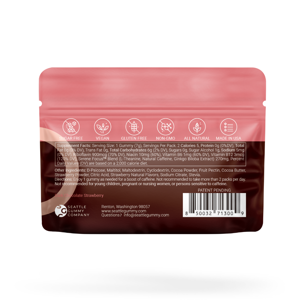 Sugar Free Mocca Shots Energy Gummies | 12-Pack - Dark Chocolate Strawberry