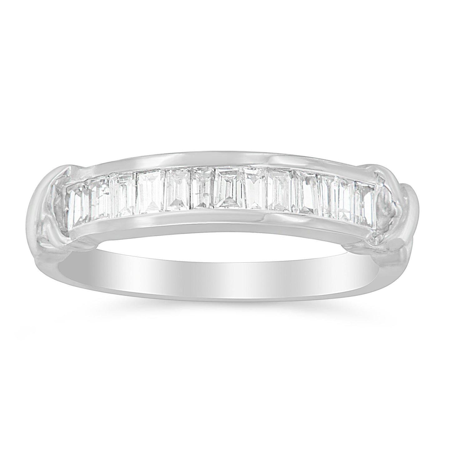 925 Sterling Silver 1/2 Cttw Baguette Cut Diamond Channel Wedding Ring