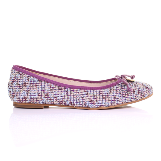 Embroidered Fabric Ballerina (Purple)