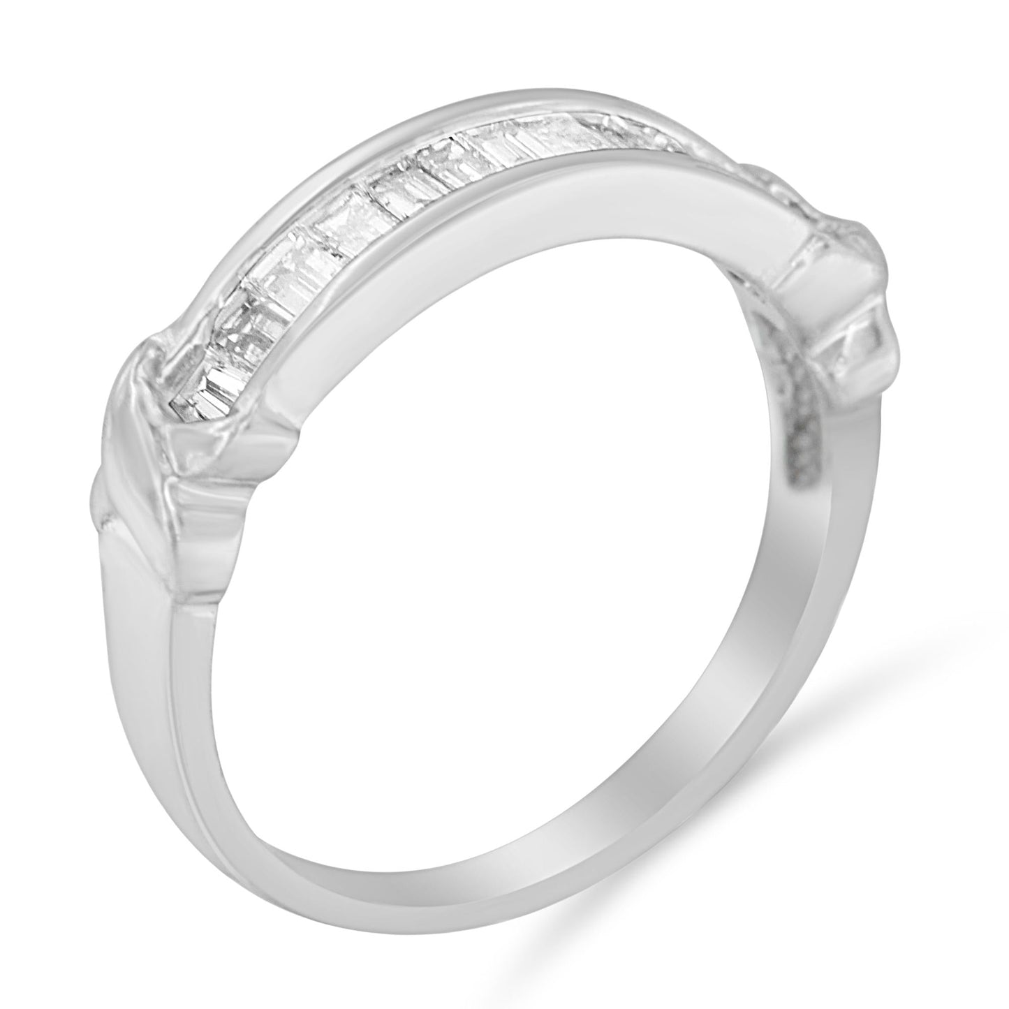 925 Sterling Silver 1/2 Cttw Baguette Cut Diamond Channel Wedding Ring
