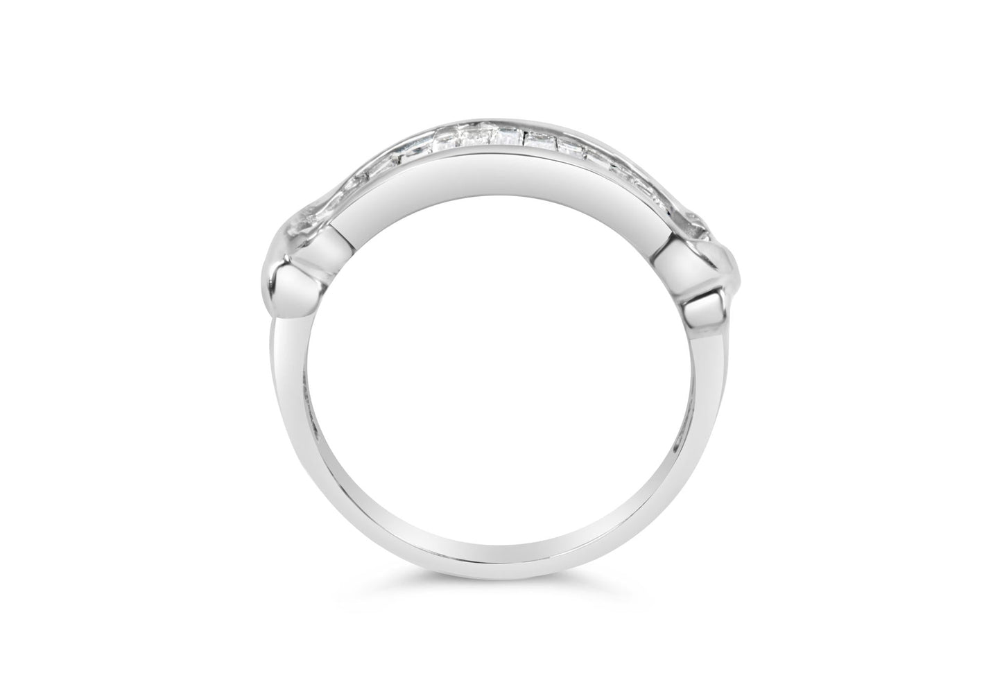 925 Sterling Silver 1/2 Cttw Baguette Cut Diamond Channel Wedding Ring