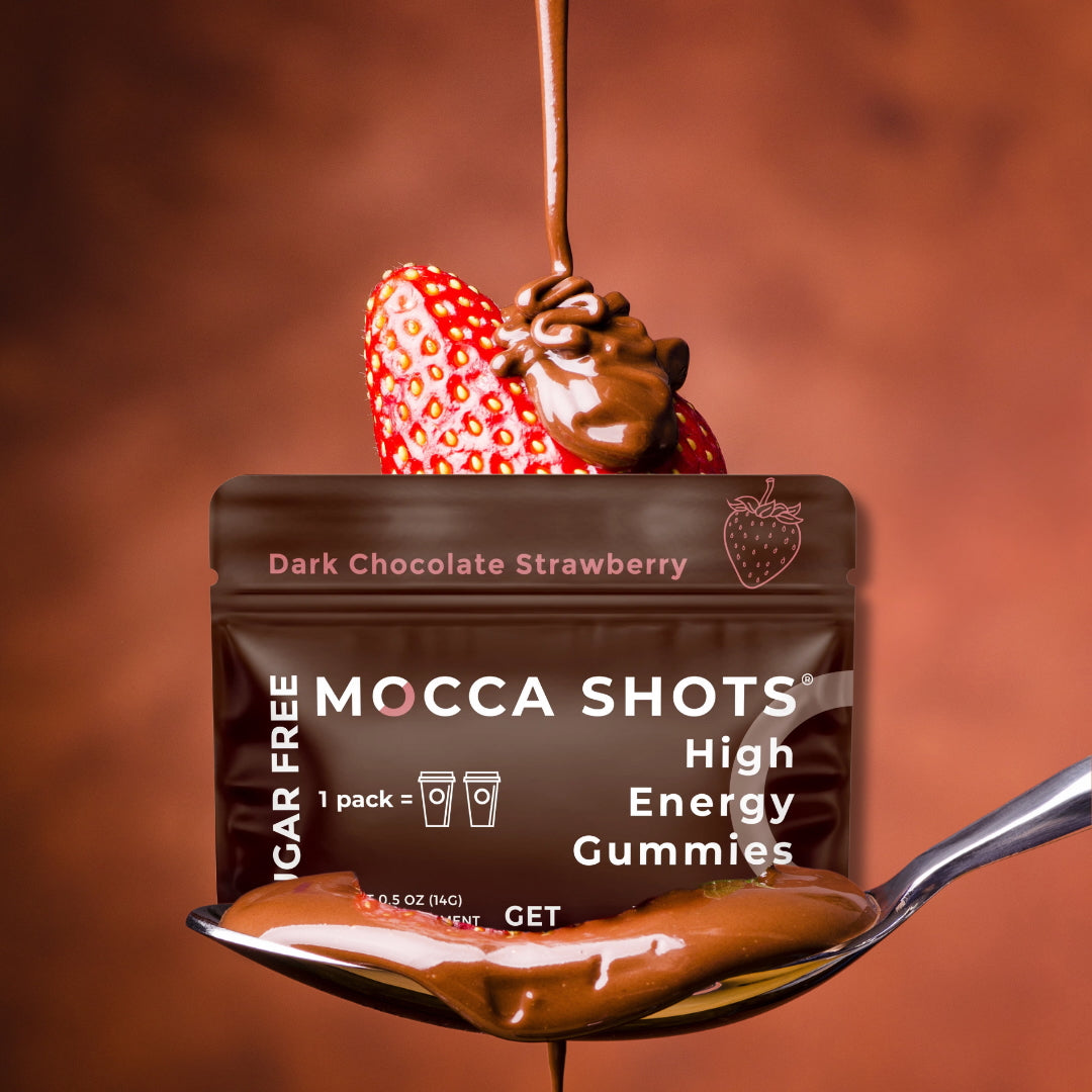 Sugar Free Mocca Shots Energy Gummies | 12-Pack - Dark Chocolate Strawberry