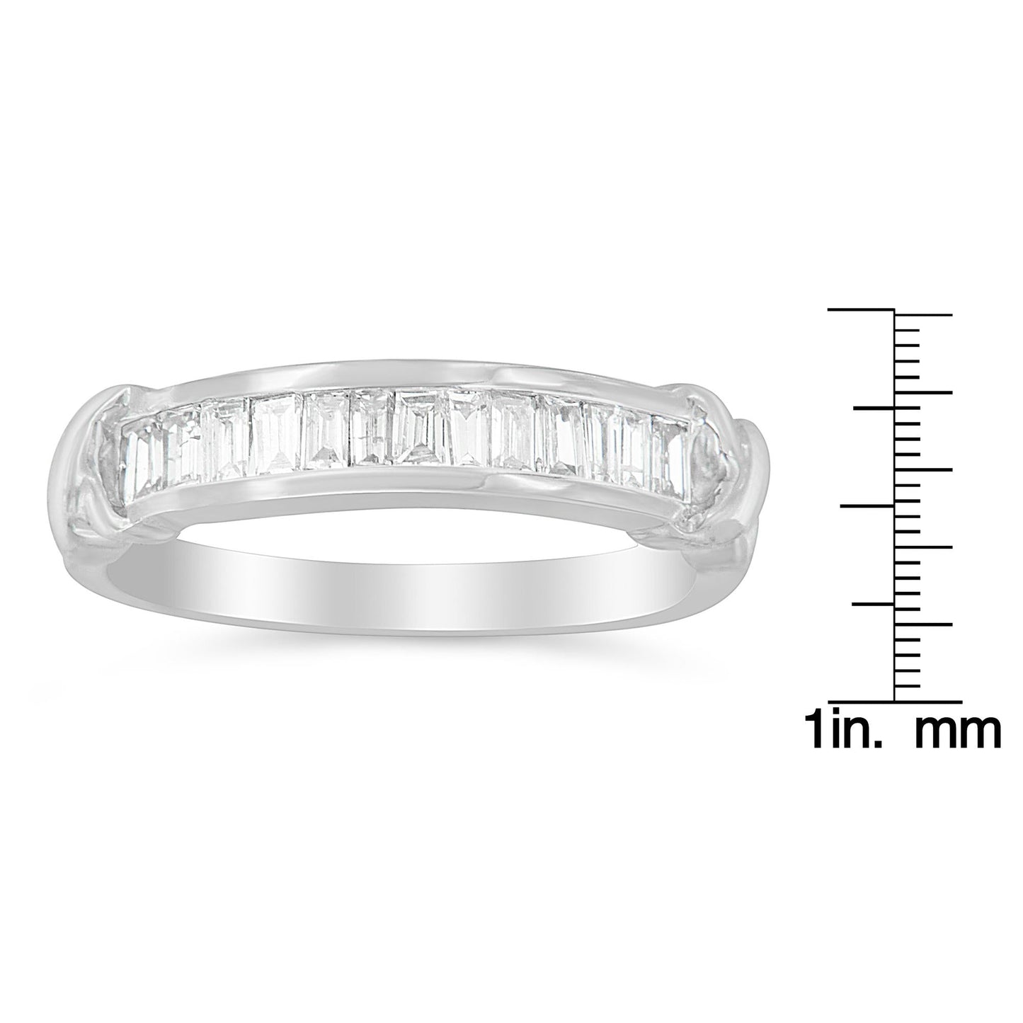 925 Sterling Silver 1/2 Cttw Baguette Cut Diamond Channel Wedding Ring