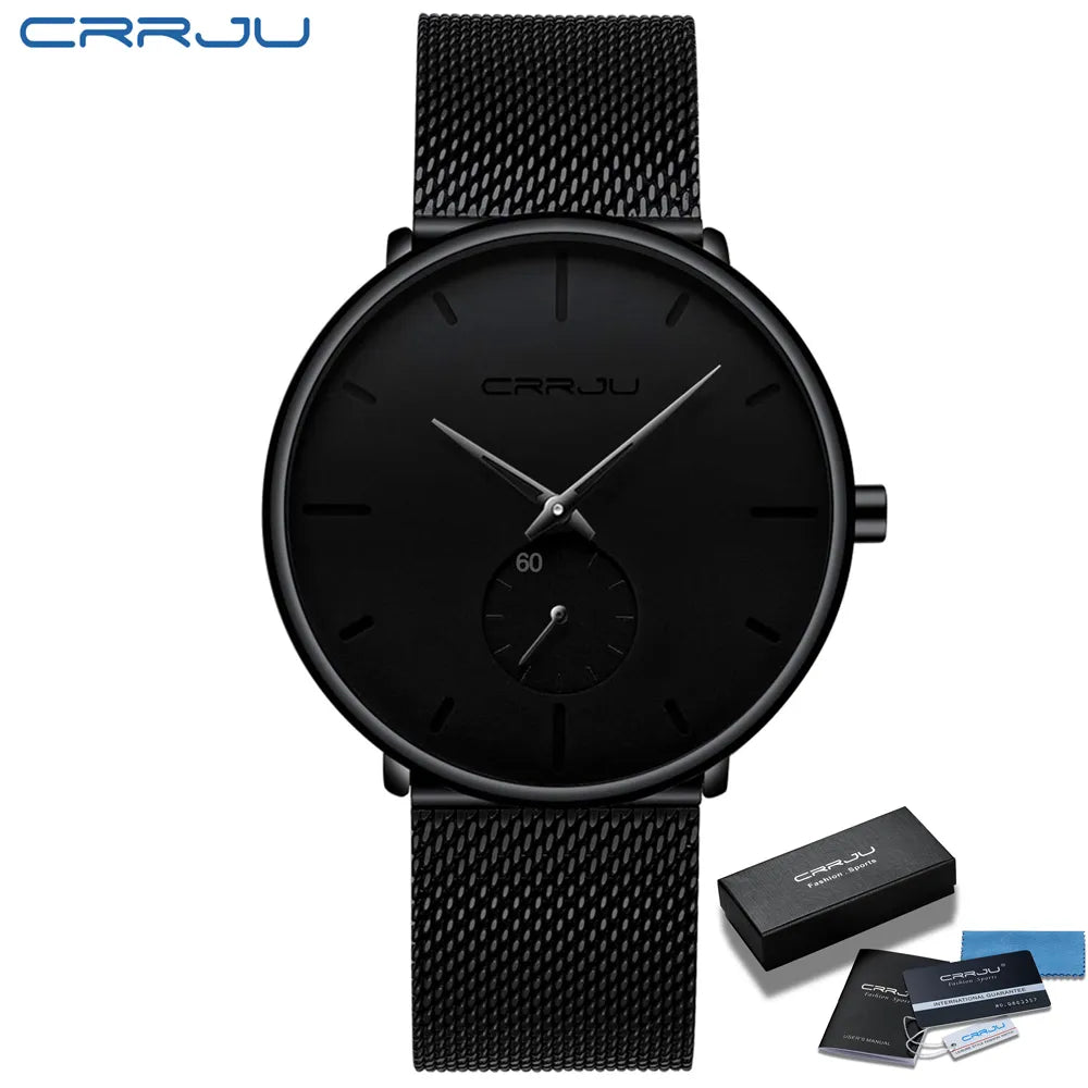 Men Watch CRRJU Watch Women Quartz Dress Watches Fashion Unisex Ultra