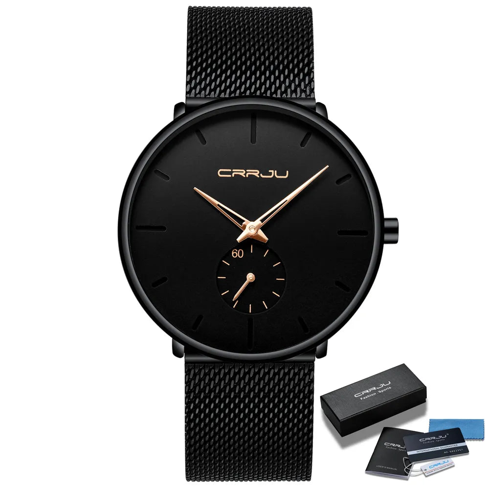 Men Watch CRRJU Watch Women Quartz Dress Watches Fashion Unisex Ultra