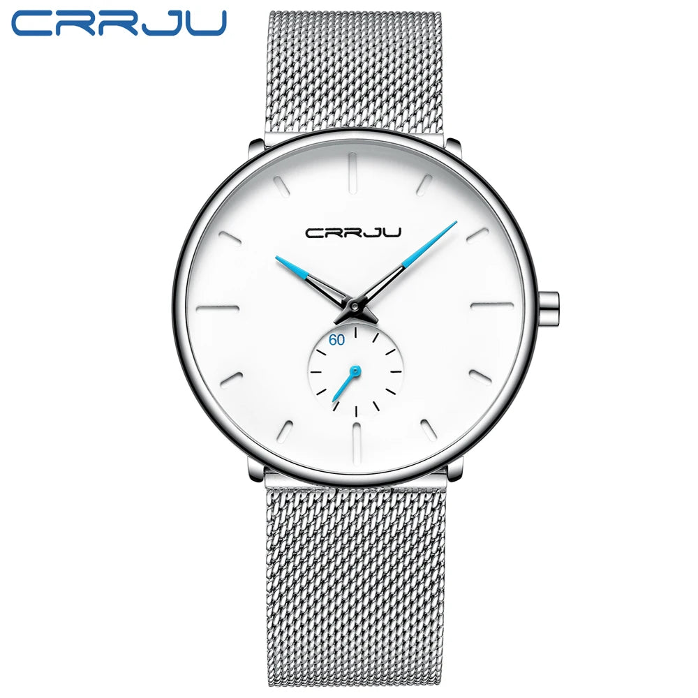 Men Watch CRRJU Watch Women Quartz Dress Watches Fashion Unisex Ultra