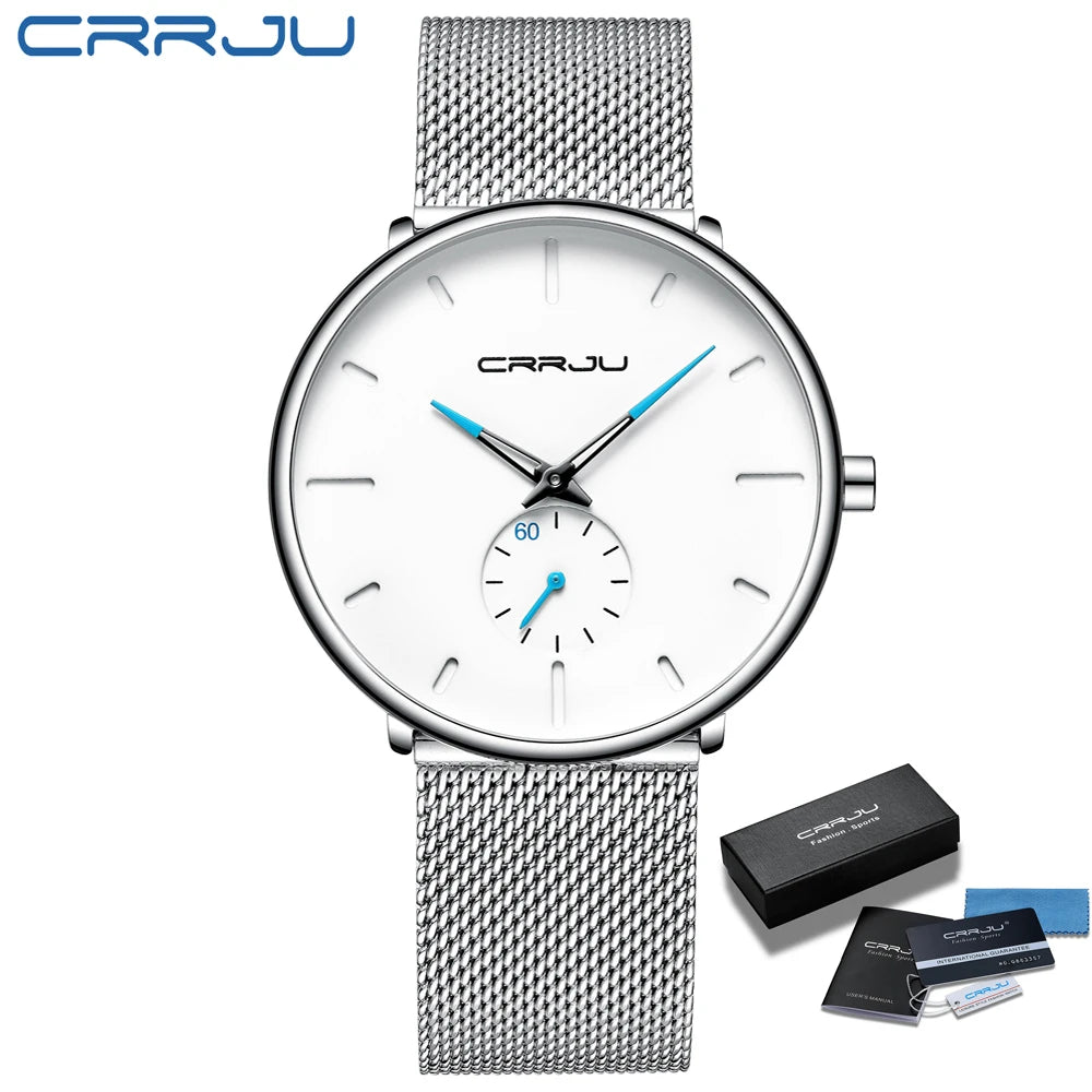 Men Watch CRRJU Watch Women Quartz Dress Watches Fashion Unisex Ultra