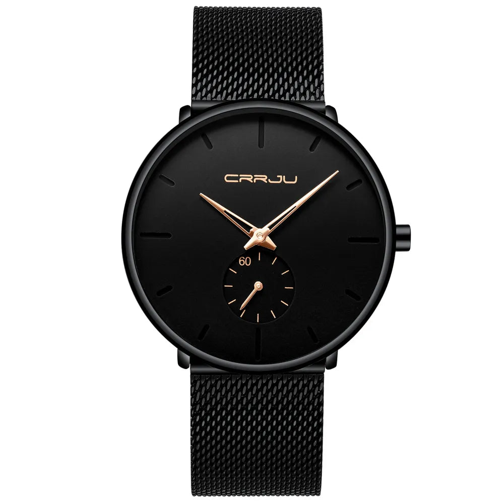 Men Watch CRRJU Watch Women Quartz Dress Watches Fashion Unisex Ultra