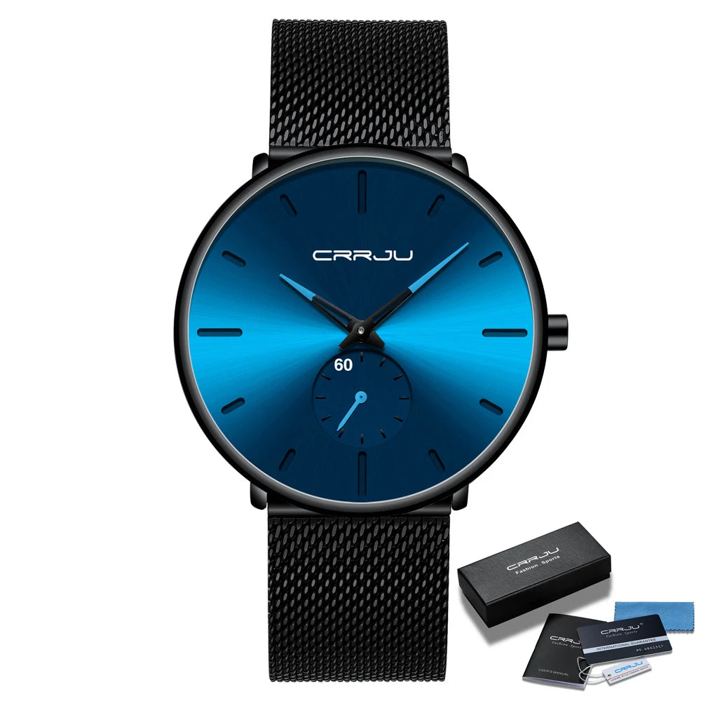Men Watch CRRJU Watch Women Quartz Dress Watches Fashion Unisex Ultra