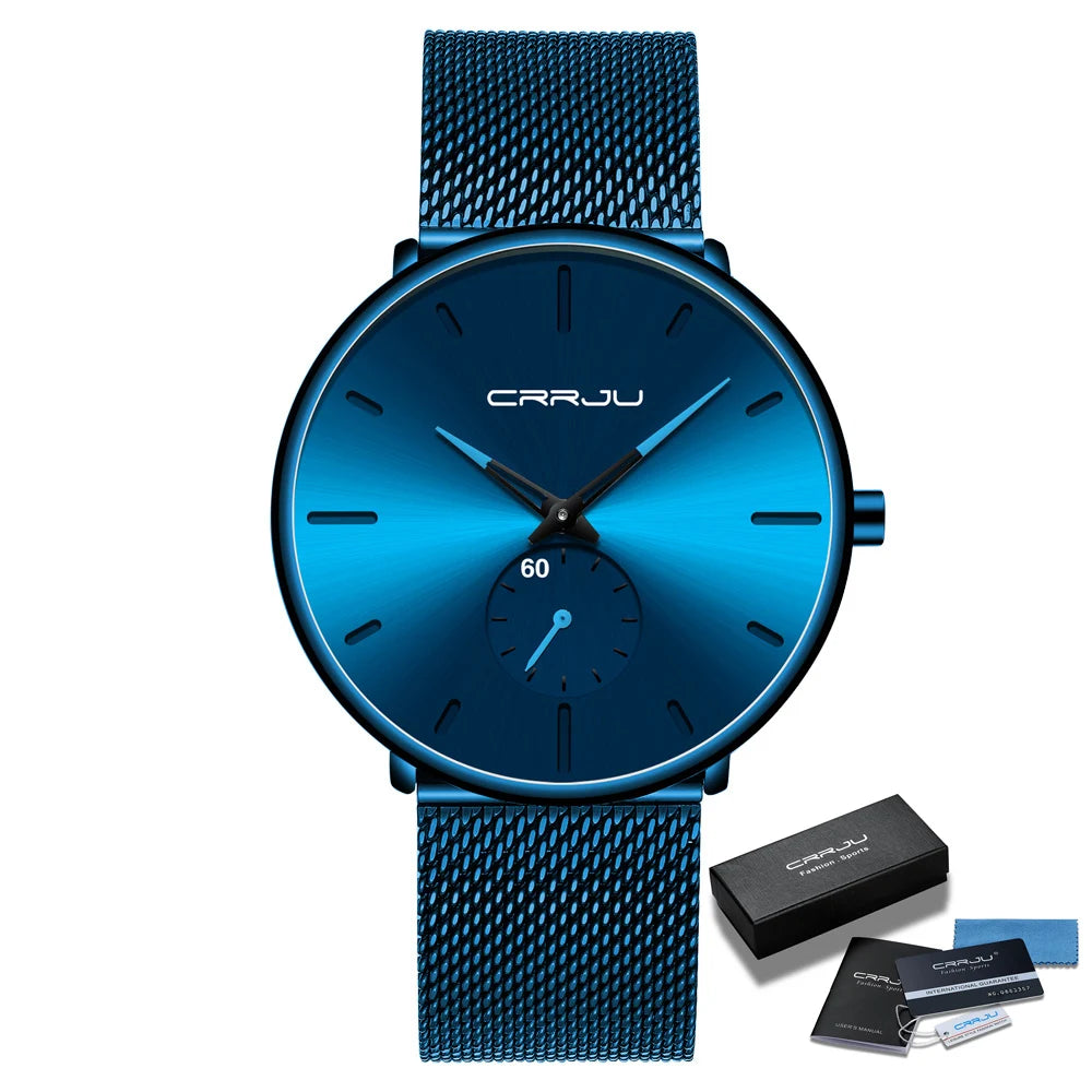 Men Watch CRRJU Watch Women Quartz Dress Watches Fashion Unisex Ultra