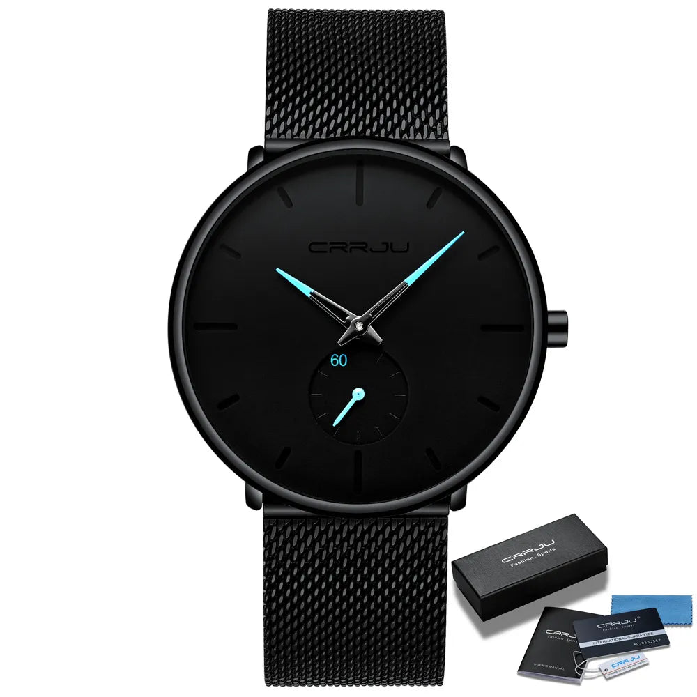 Men Watch CRRJU Watch Women Quartz Dress Watches Fashion Unisex Ultra