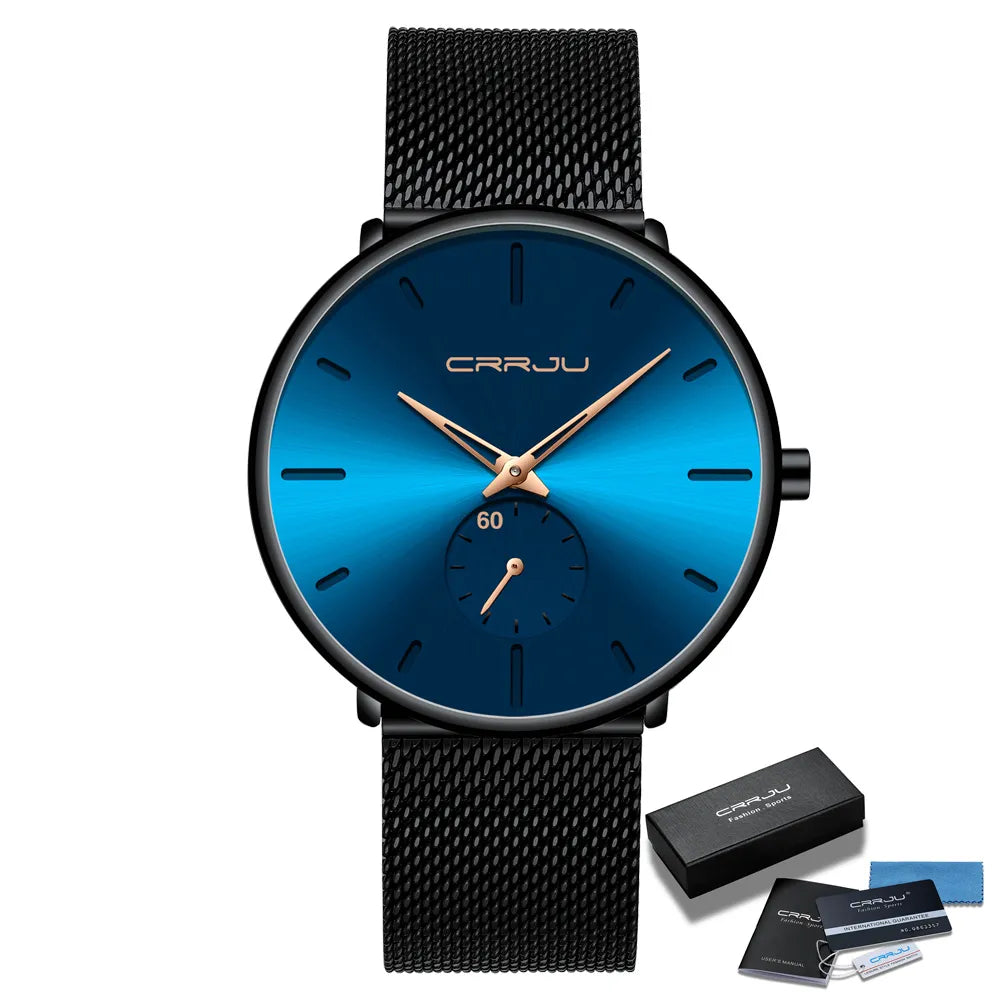Men Watch CRRJU Watch Women Quartz Dress Watches Fashion Unisex Ultra