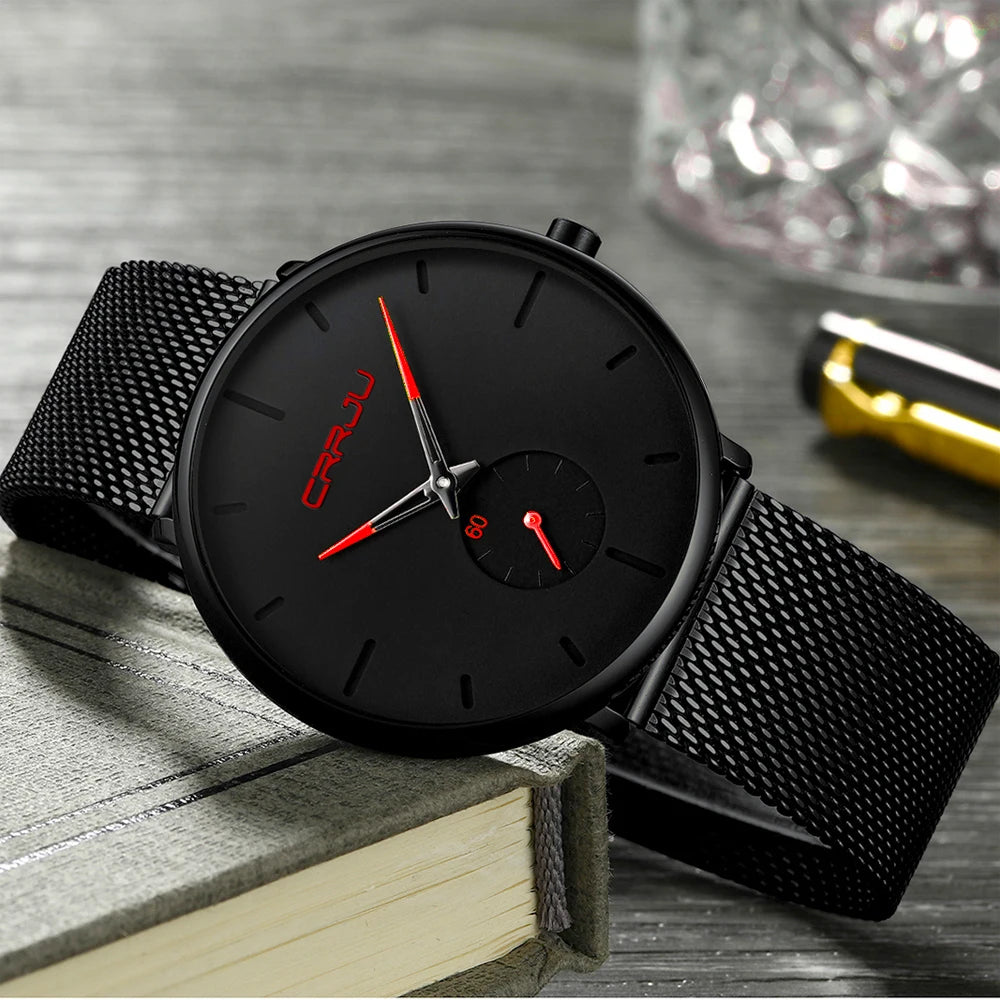 Men Watch CRRJU Watch Women Quartz Dress Watches Fashion Unisex Ultra