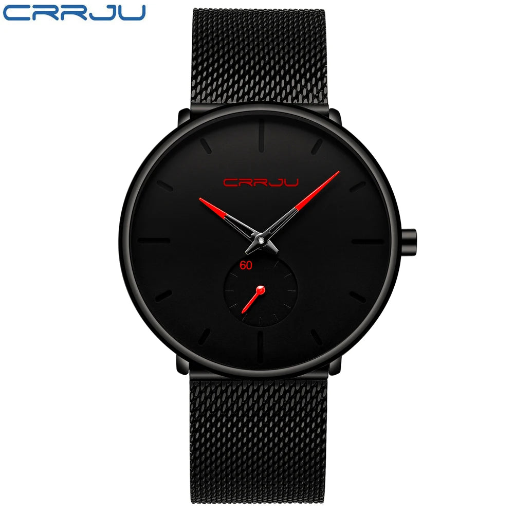 Men Watch CRRJU Watch Women Quartz Dress Watches Fashion Unisex Ultra