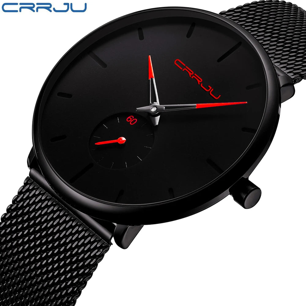 Men Watch CRRJU Watch Women Quartz Dress Watches Fashion Unisex Ultra