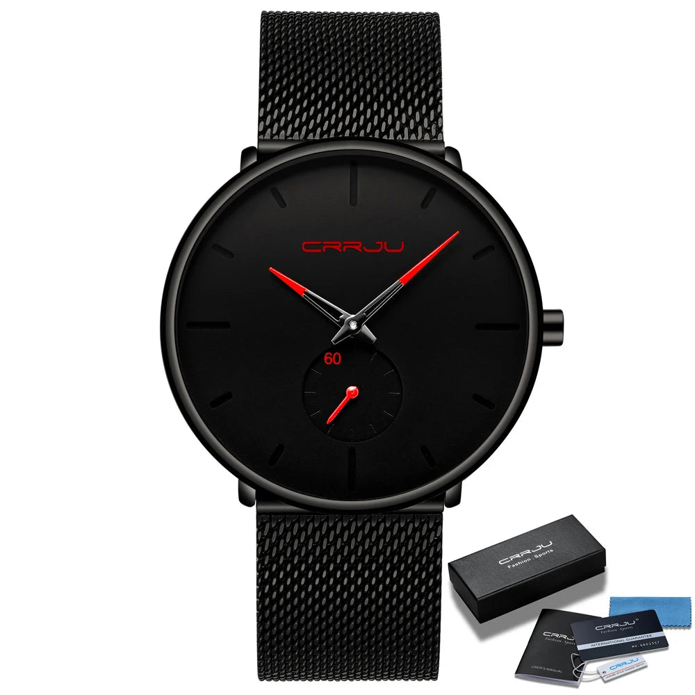 Men Watch CRRJU Watch Women Quartz Dress Watches Fashion Unisex Ultra