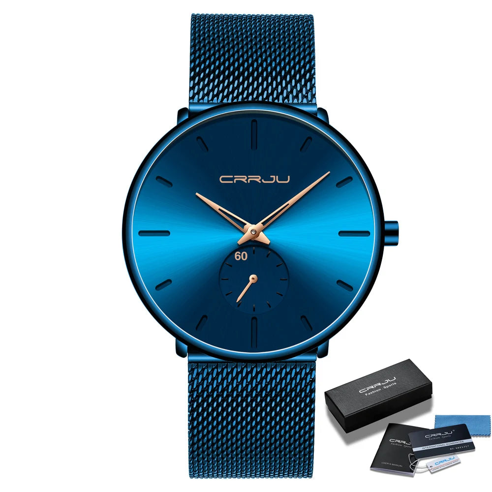 Men Watch CRRJU Watch Women Quartz Dress Watches Fashion Unisex Ultra