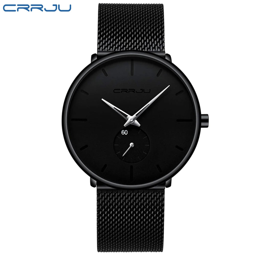 Men Watch CRRJU Watch Women Quartz Dress Watches Fashion Unisex Ultra