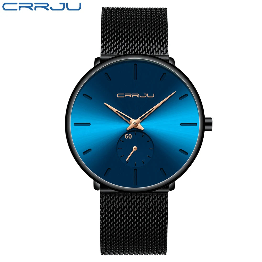 Men Watch CRRJU Watch Women Quartz Dress Watches Fashion Unisex Ultra