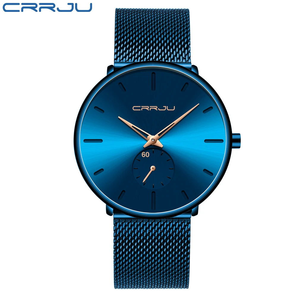 Men Watch CRRJU Watch Women Quartz Dress Watches Fashion Unisex Ultra