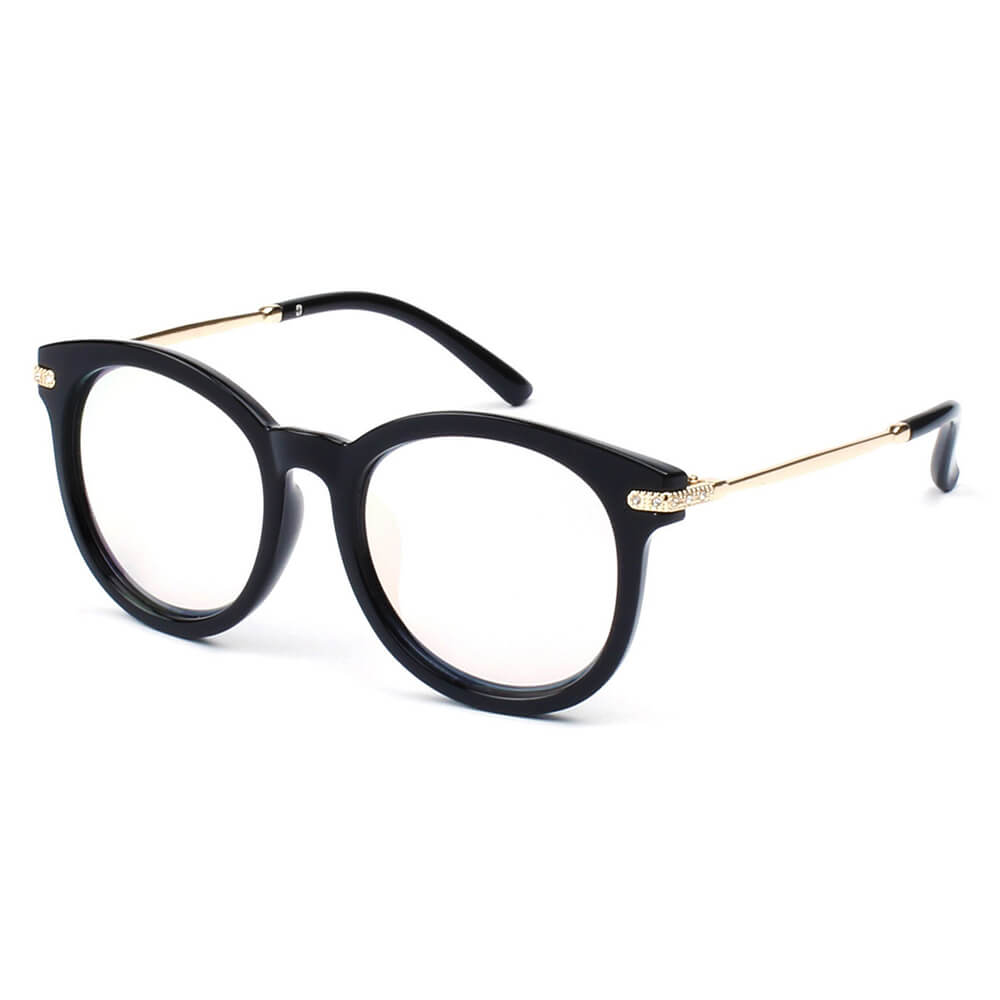 Brussells- Round P3 Horn Rimmed Sunglasses With Embossed Hinges