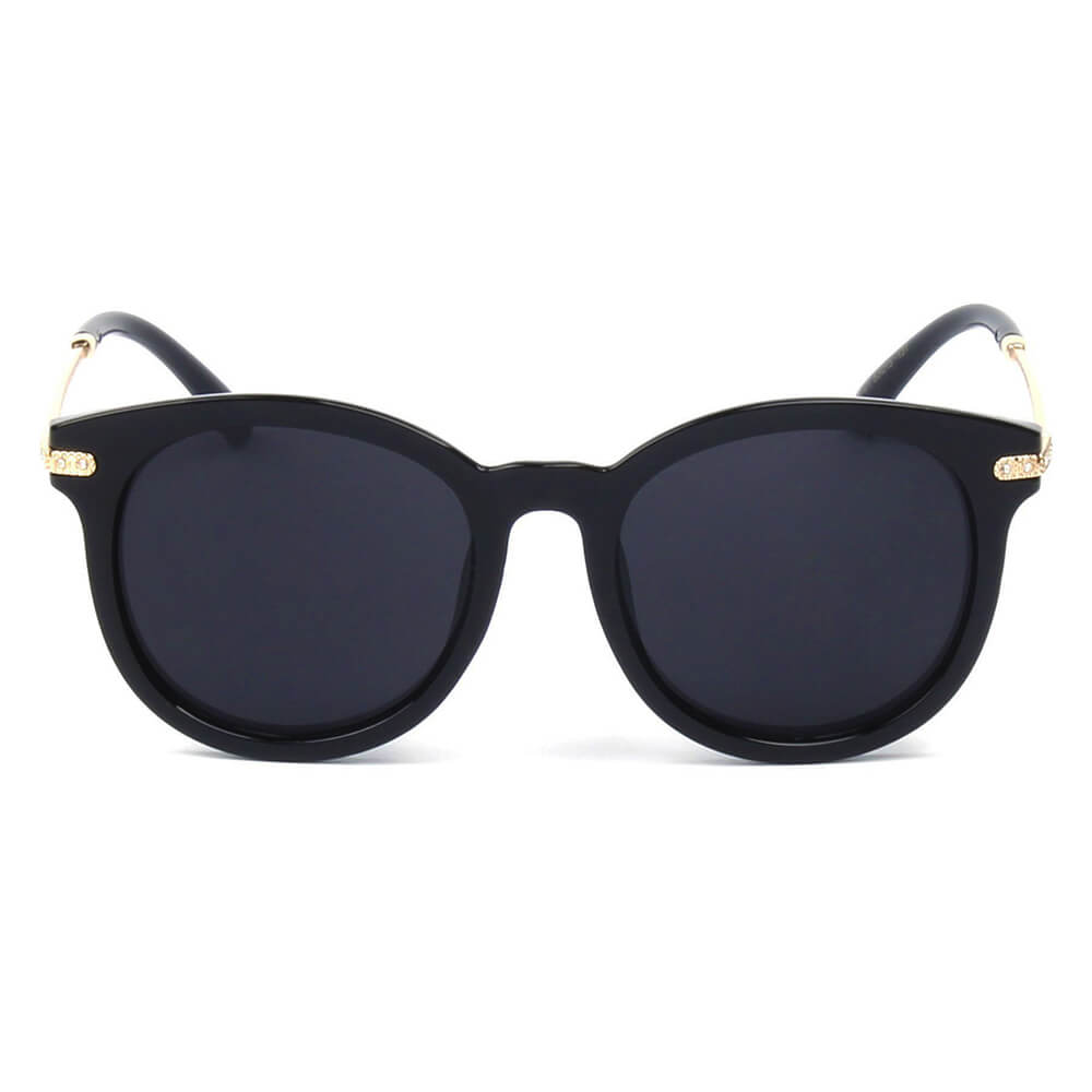Brussells- Round P3 Horn Rimmed Sunglasses With Embossed Hinges