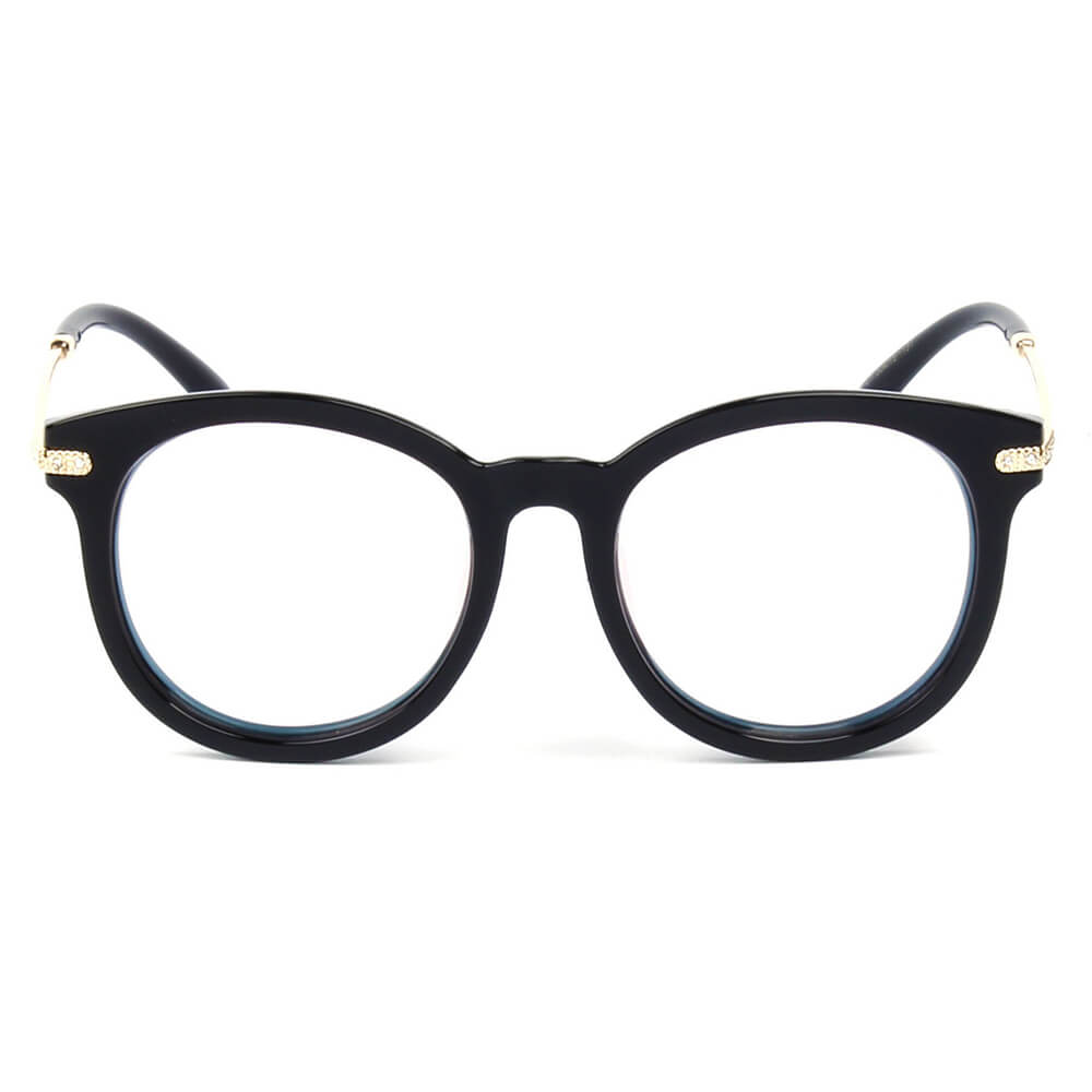 Brussells- Round P3 Horn Rimmed Sunglasses With Embossed Hinges
