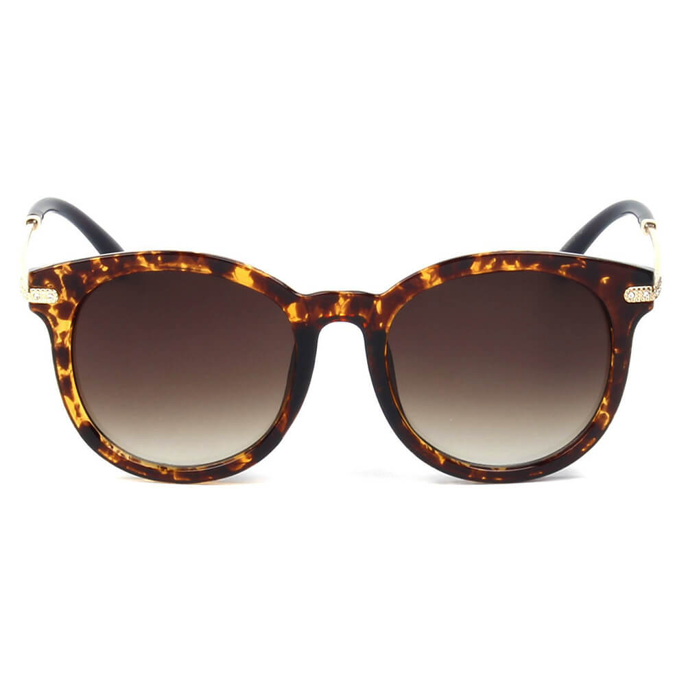 Brussells- Round P3 Horn Rimmed Sunglasses With Embossed Hinges