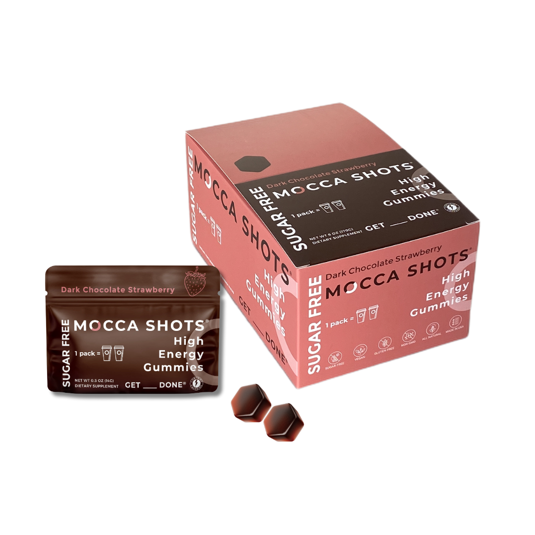 Sugar Free Mocca Shots Energy Gummies | 12-Pack - Dark Chocolate Strawberry