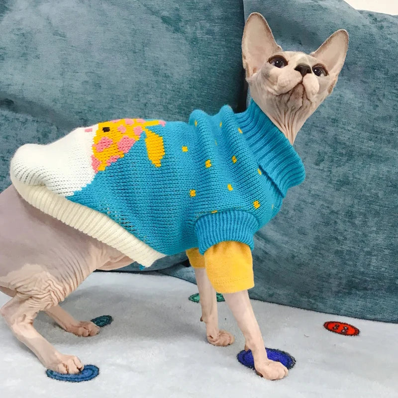 Cute Cat Sweater Costume Winter Warm Pet Clothes for Cats