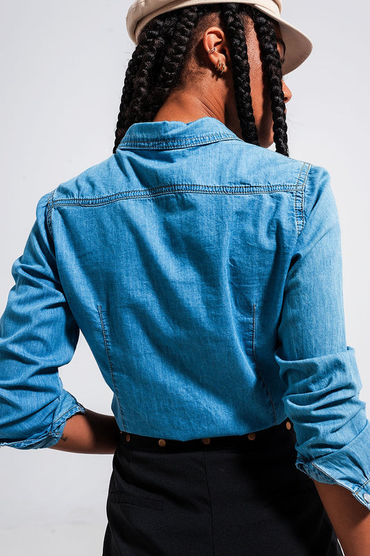 Denim Shirt in Mid Blue