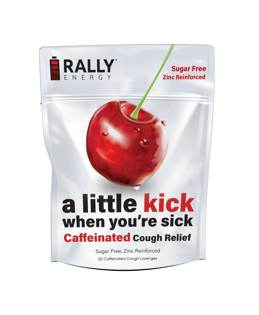 Rally Energy Cough Relief - Caffeinated, Cherry Flavored Cough Lozenges