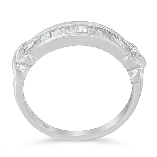 925 Sterling Silver 1/2 Cttw Baguette Cut Diamond Channel Wedding Ring