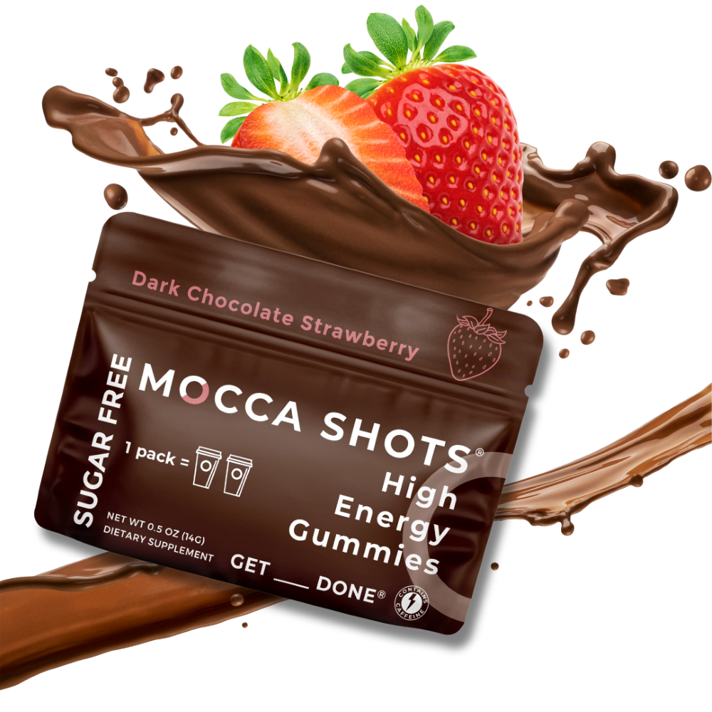 Sugar Free Mocca Shots Energy Gummies | 12-Pack - Dark Chocolate Strawberry