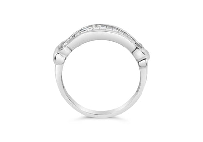 925 Sterling Silver 1/2 Cttw Baguette Cut Diamond Channel Wedding Ring