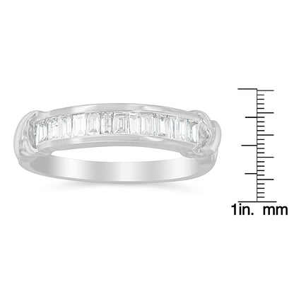 925 Sterling Silver 1/2 Cttw Baguette Cut Diamond Channel Wedding Ring