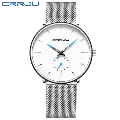 Men Watch CRRJU Watch Women Quartz Dress Watches Fashion Unisex Ultra