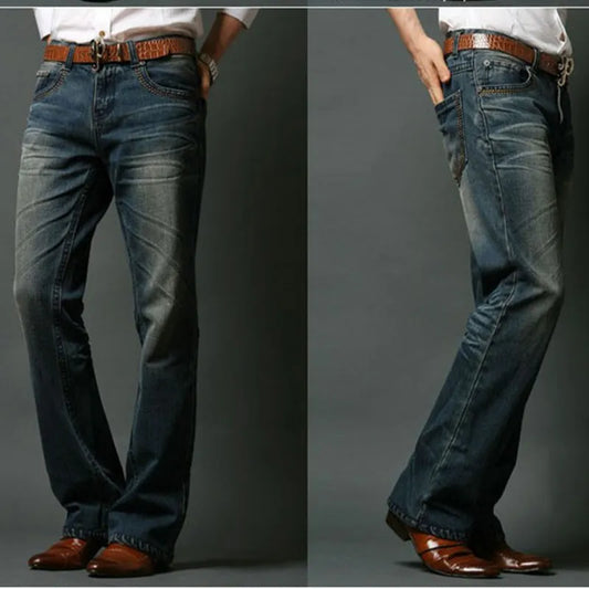 ICPANS Mens Flared Jeans Bootcut Boot Cut Jeans Men Leg Fit Classic Denim