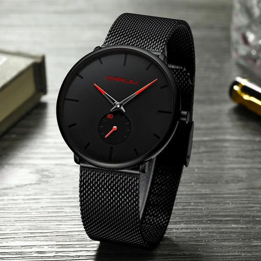 Men Watch CRRJU Watch Women Quartz Dress Watches Fashion Unisex Ultra