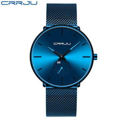 Men Watch CRRJU Watch Women Quartz Dress Watches Fashion Unisex Ultra