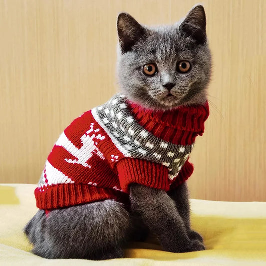 Cute Cat Sweater Costume Winter Warm Pet Clothes for Cats