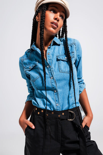 Denim Shirt in Mid Blue