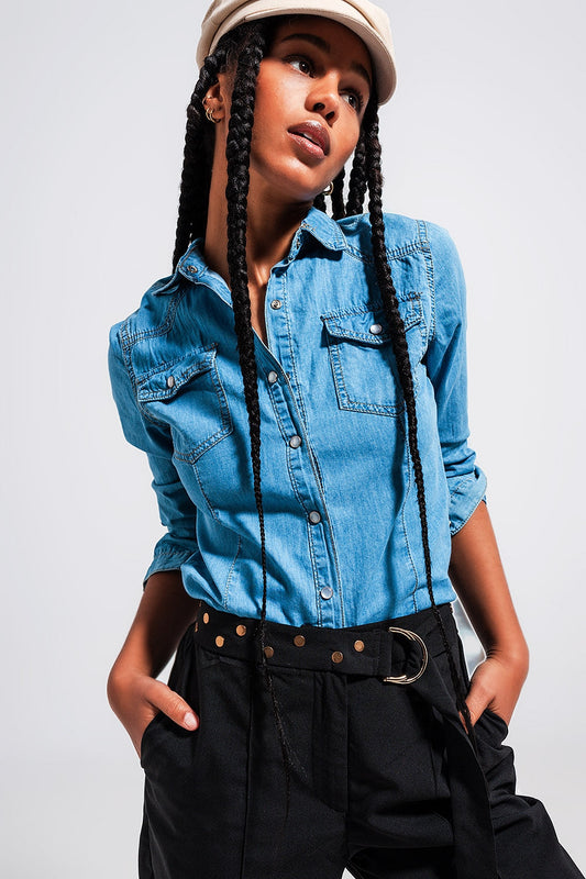 Denim Shirt in Mid Blue