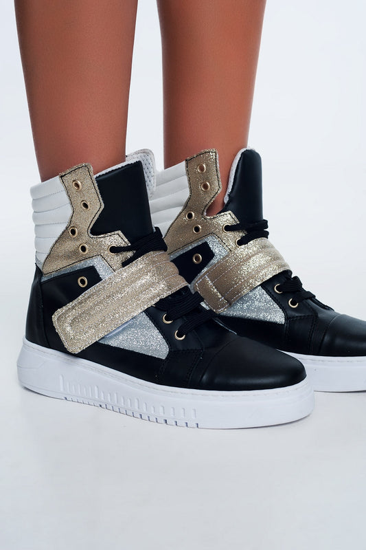 Hi-Top Sneakers in Gold