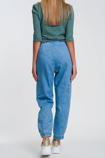 Lightweight Denim Jogger With Pockets in Light Denim